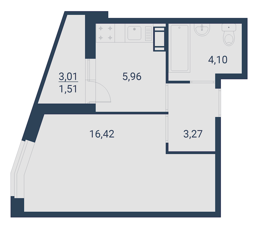 1-комнатная, 31 м² — ЖК ЖК Материк