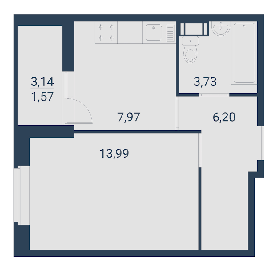 1-комнатная, 33 м² — ЖК ЖК Материк