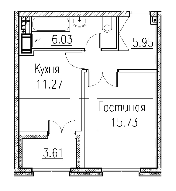 1-комнатная, 38 м² — ЖК Клубный дом Петровский квартал на воде
