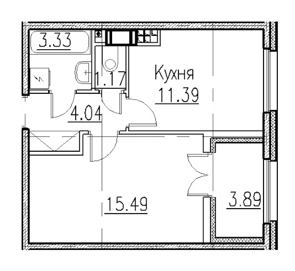 1-комнатная, 37 м² — ЖК Клубный дом Петровский квартал на воде