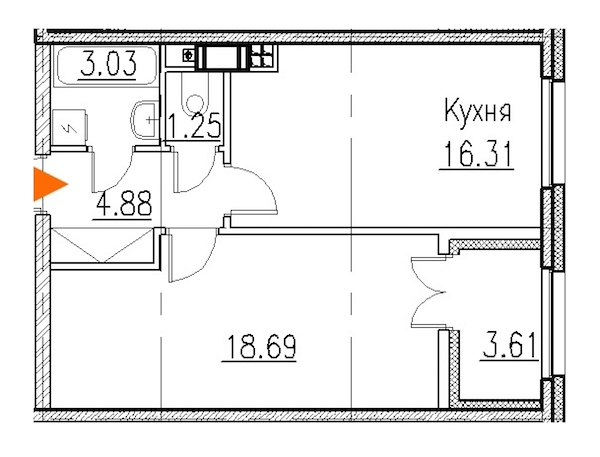 1-комнатная, 46 м² — ЖК Клубный дом Петровский квартал на воде