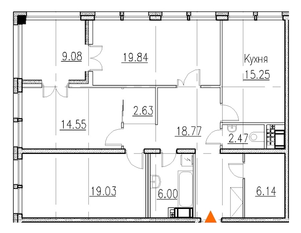 3-комнатная, 107 м² — ЖК Клубный дом Петровский квартал на воде