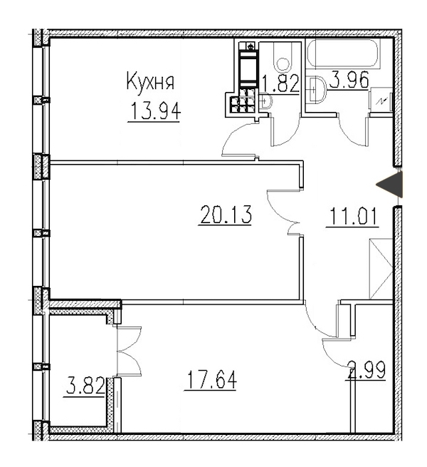 3-комнатная, 129 м² — ЖК Клубный дом Петровский квартал на воде