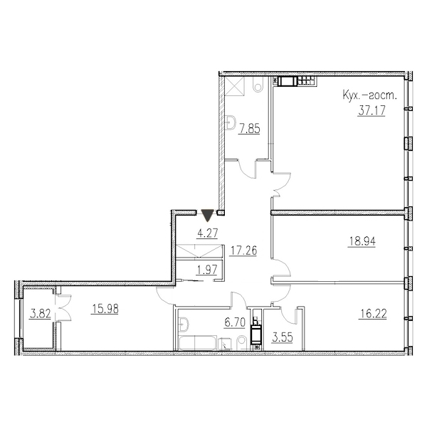 3-комнатная, 132 м² — ЖК Клубный дом Петровский квартал на воде
