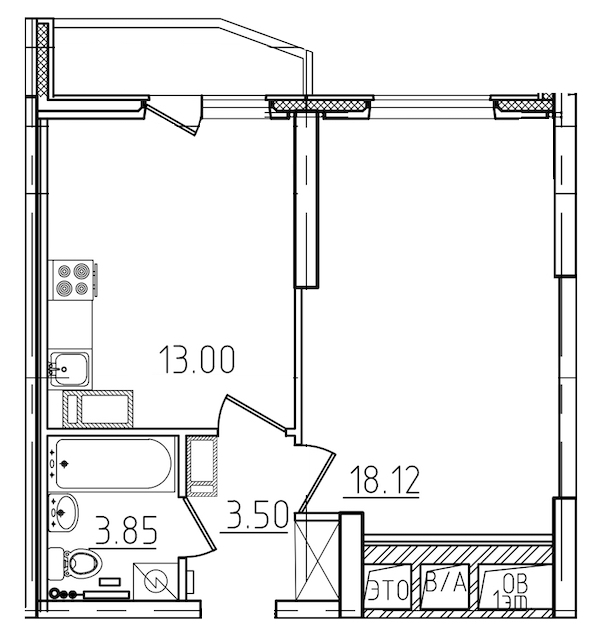 1-комнатная, 40 м² — ЖК ЖК Yoga (Йога)