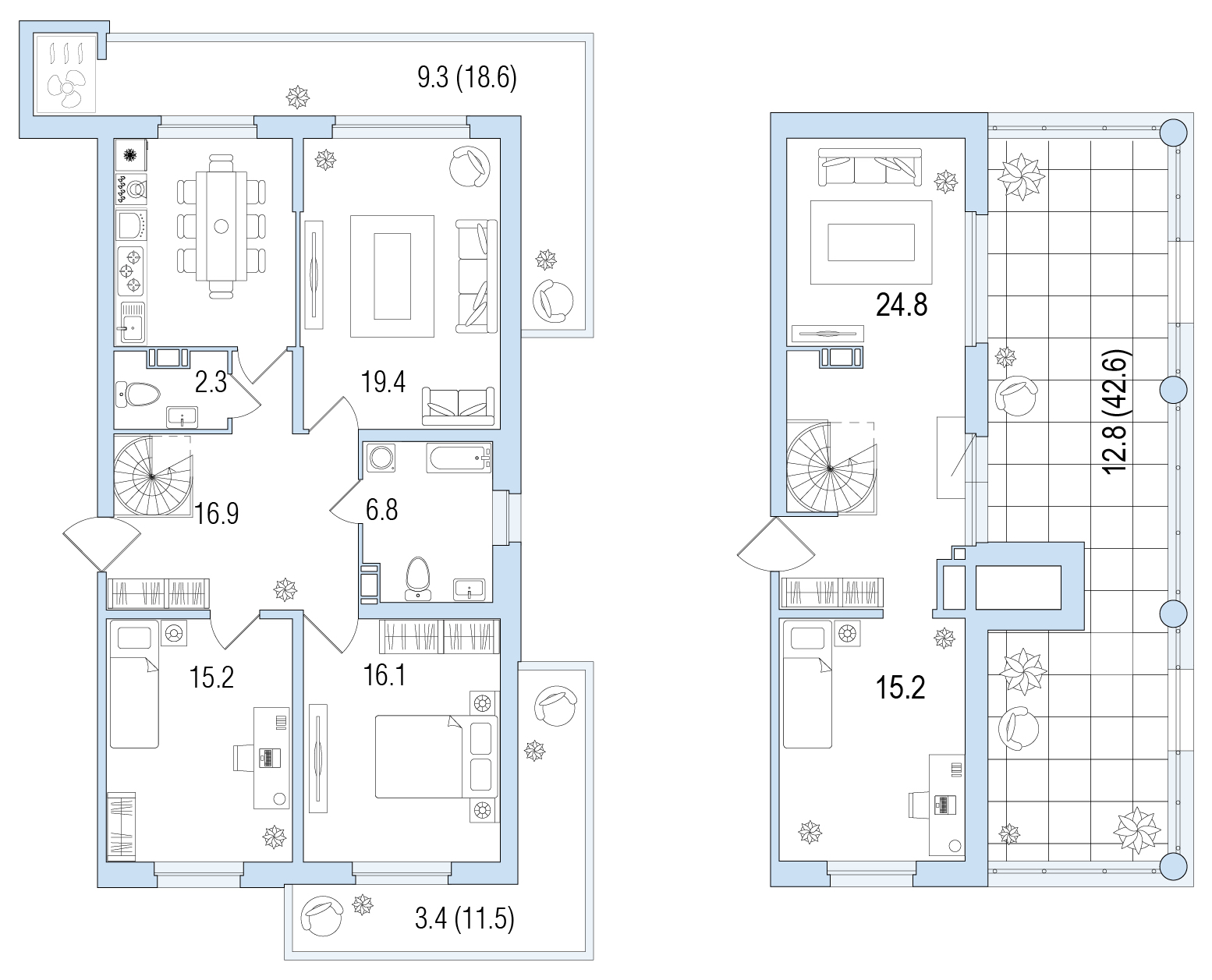5-комнатная, 156 м² — ЖК ЖК Жемчужный берег