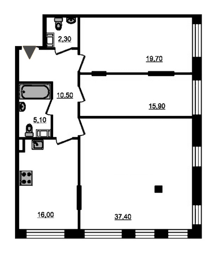 3-комнатная, 109 м² — ЖК ЖК Fusion (Фьюжн)