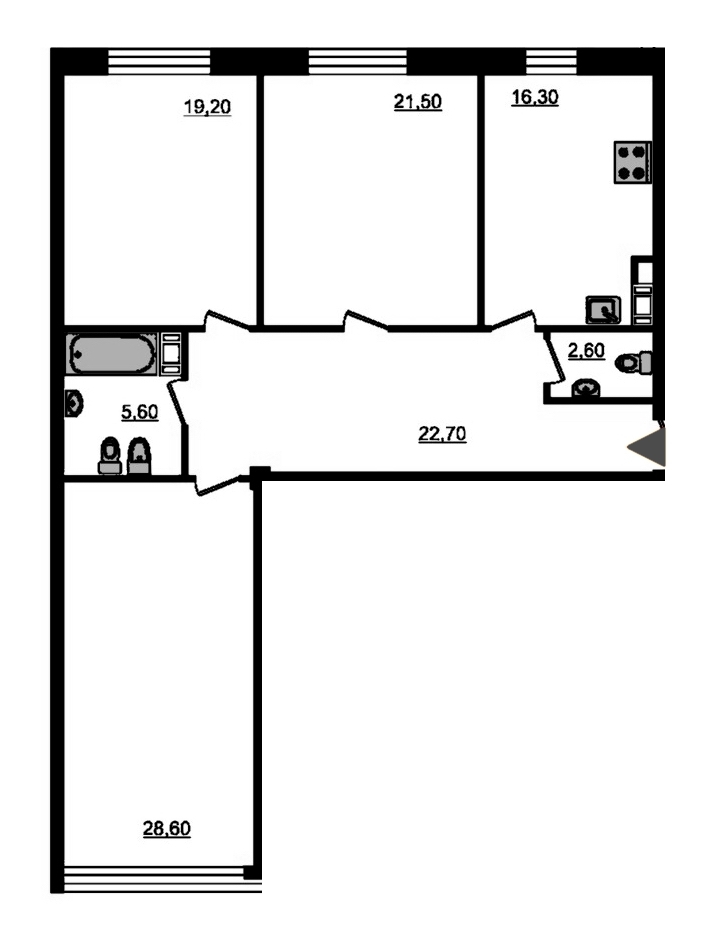 3-комнатная, 120 м² — ЖК ЖК Fusion (Фьюжн)