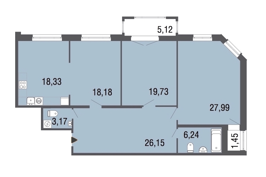 3-комнатная, 120 м² — ЖК Дом Биография