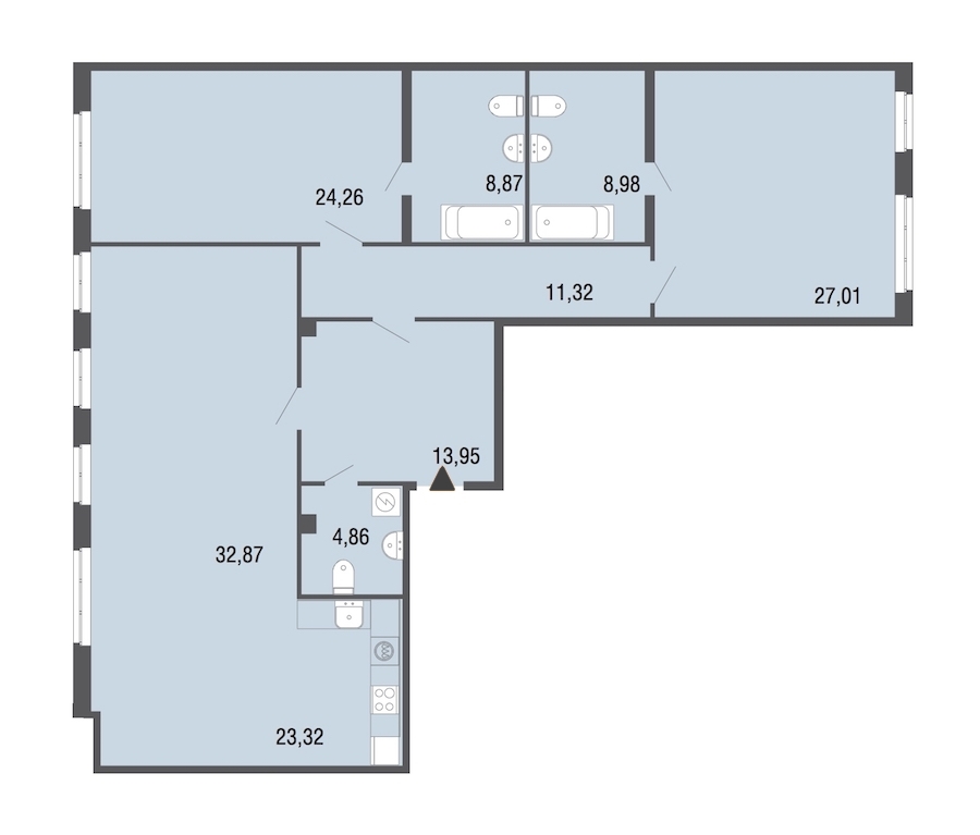 3-комнатная, 156 м² — ЖК Дом Биография