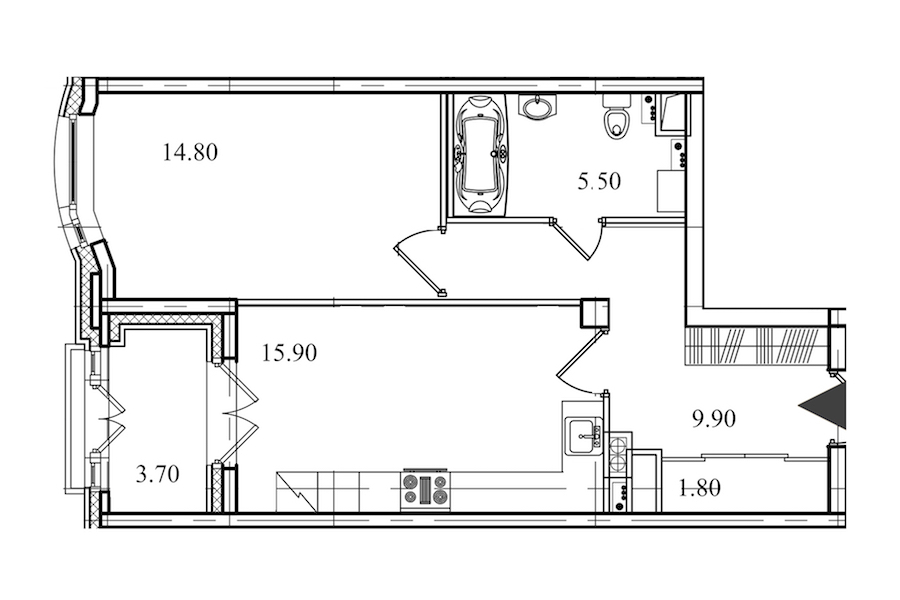 1-комнатная, 48 м² — ЖК ЖК Victory Plaza (Виктори Плаза)