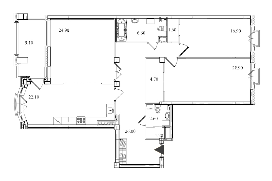 3-комнатная, 130 м² — ЖК ЖК Victory Plaza (Виктори Плаза)