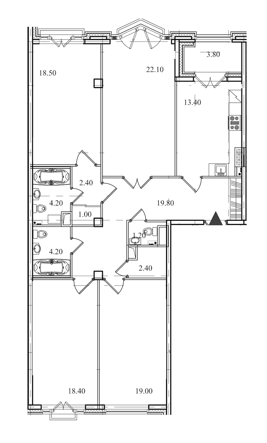 4-комнатная, 127 м² — ЖК ЖК Victory Plaza (Виктори Плаза)
