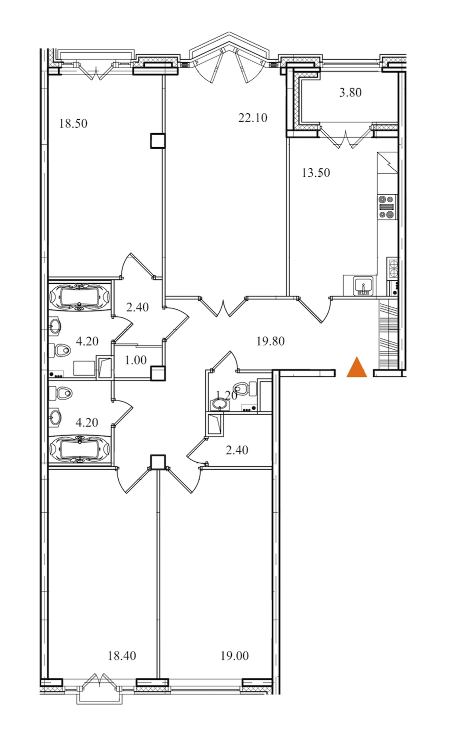 4-комнатная, 127 м² — ЖК ЖК Victory Plaza (Виктори Плаза)