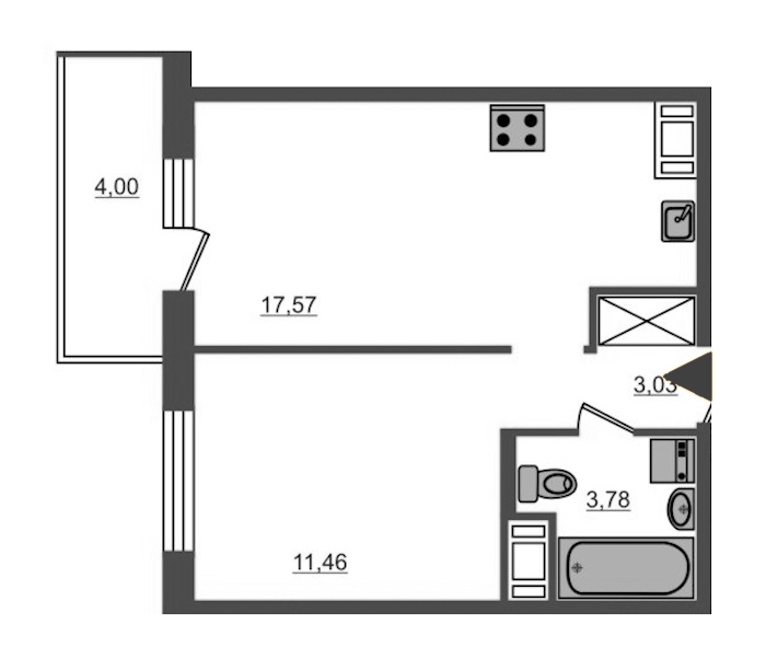 1-комнатная, 36 м² — ЖК ЖК Полис на Неве