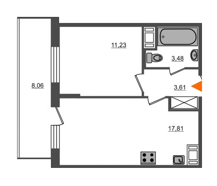 1-комнатная, 36 м² — ЖК ЖК Полис на Неве
