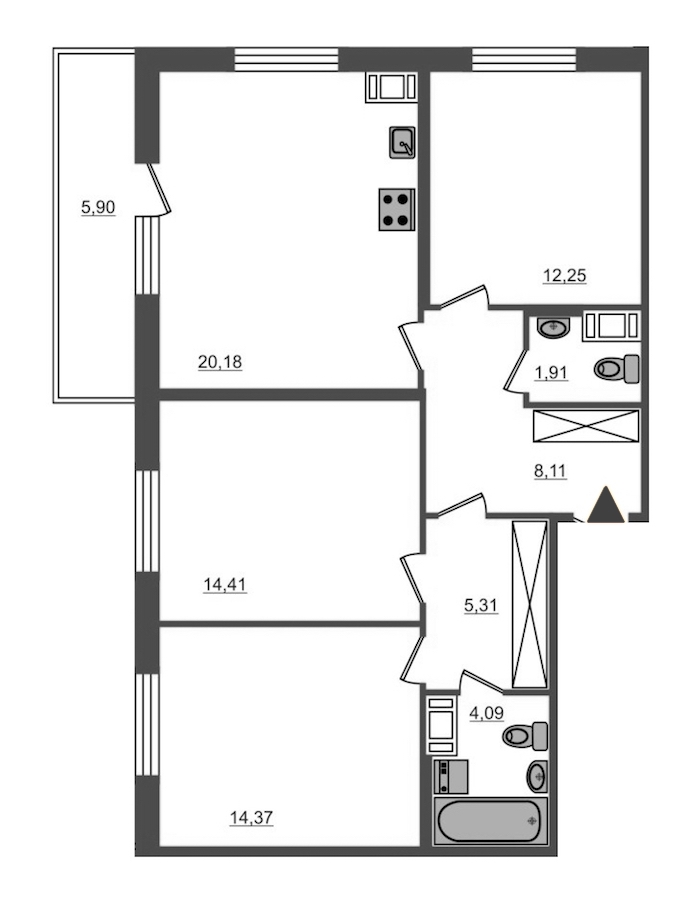 3-комнатная, 81 м² — ЖК ЖК Полис на Неве