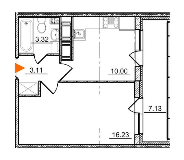 1-комнатная, 33 м² — ЖК ЖК МореОкеан
