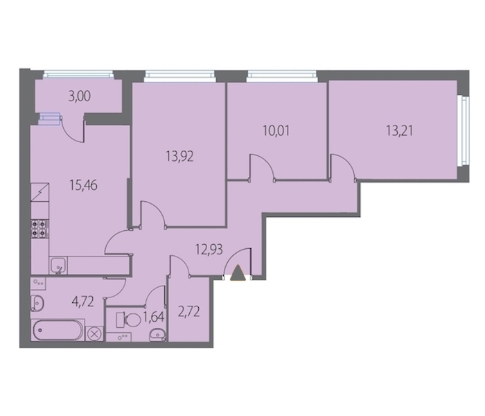 3-комнатная, 76 м² — ЖК ЖК Клубный дом Джи 9 (Клубный дом G9)