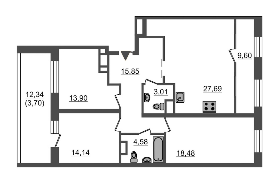 3-комнатная, 111 м² — ЖК ЖК Botanica (Ботаника)