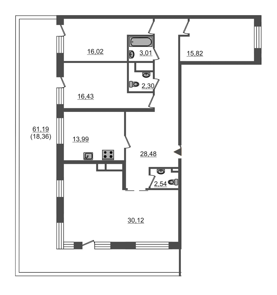 4-комнатная, 147 м² — ЖК ЖК Botanica (Ботаника)