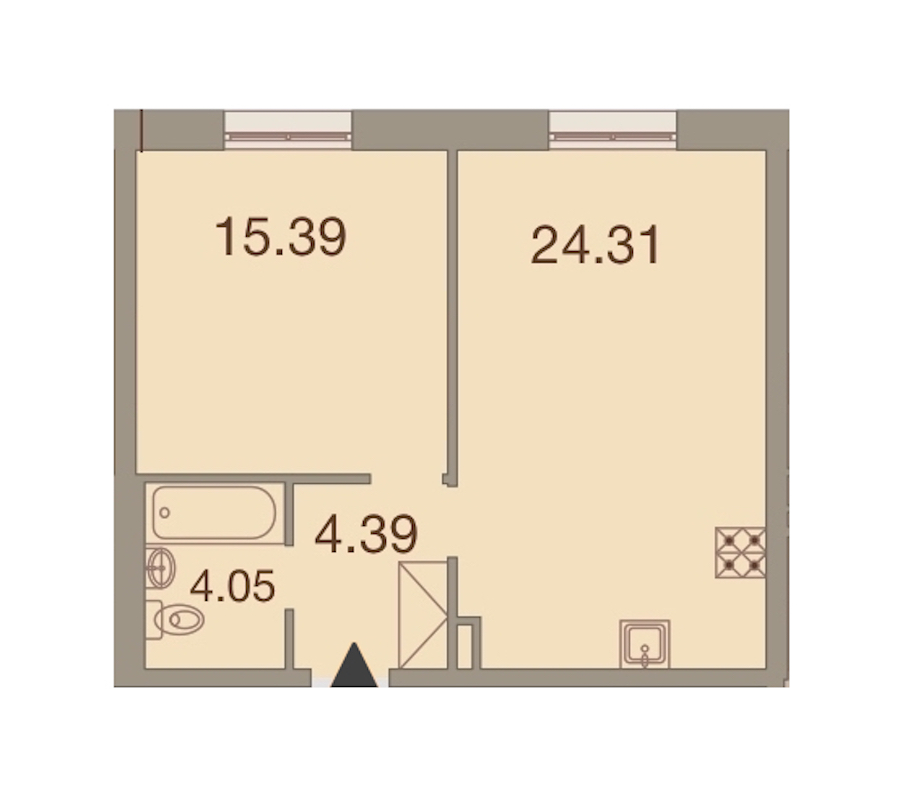 1-комнатная, 48 м² — ЖК ЖК Neva Haus (Нева Хаус)