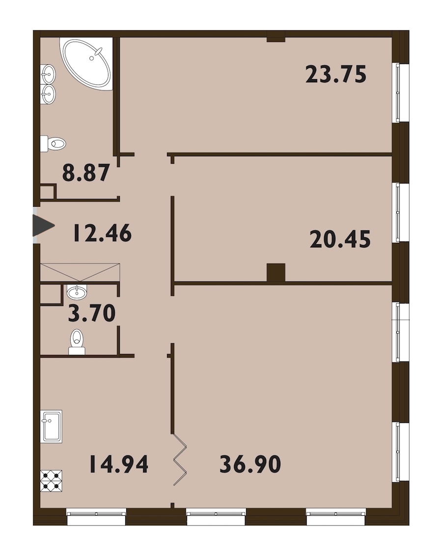 3-комнатная, 121 м² — ЖК ЖК Neva Haus (Нева Хаус)