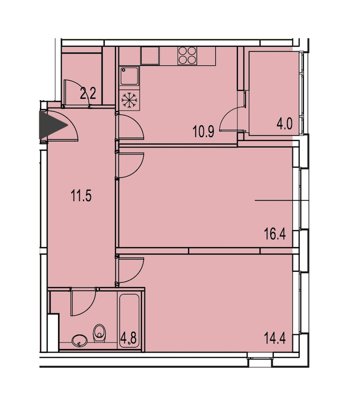 2-комнатная, 62 м² — ЖК ЖК Лайф Лесная