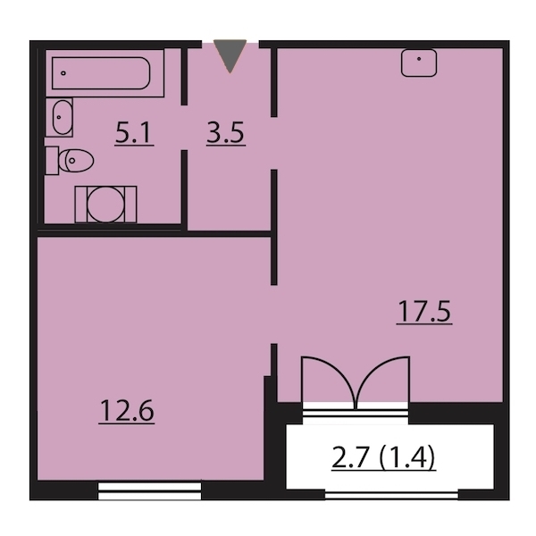 1-комнатная, 40 м² — ЖК ЖК Цивилизация на Неве