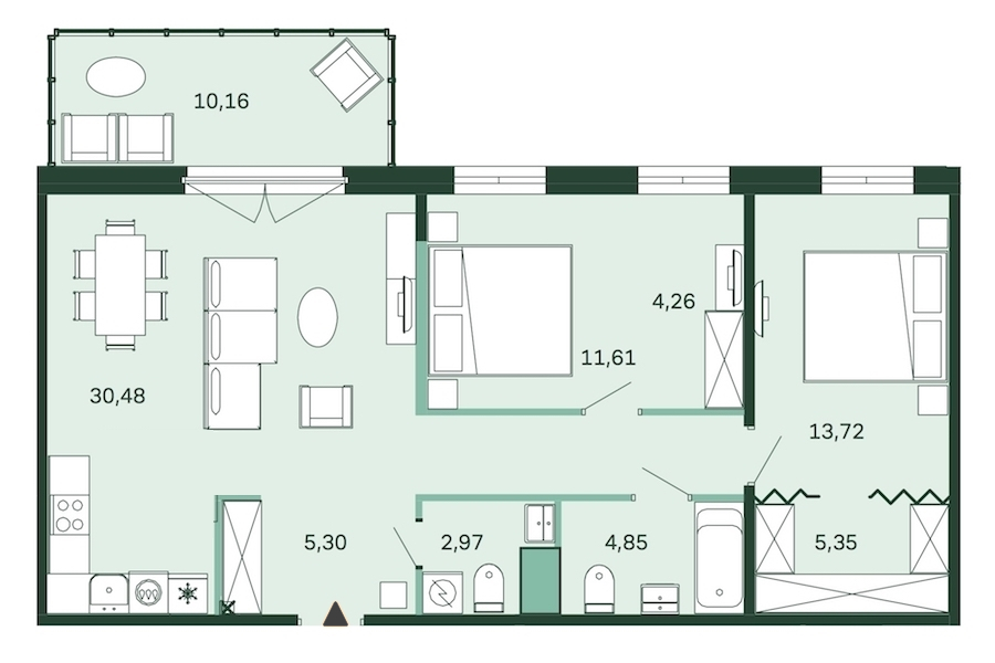 2-комнатная, 88 м² — ЖК ЖК Магнифика Резиденс (Magnifika Residence)