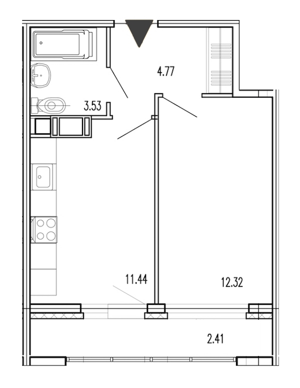 1-комнатная, 34 м² — ЖК Жилой дом Европейский парк