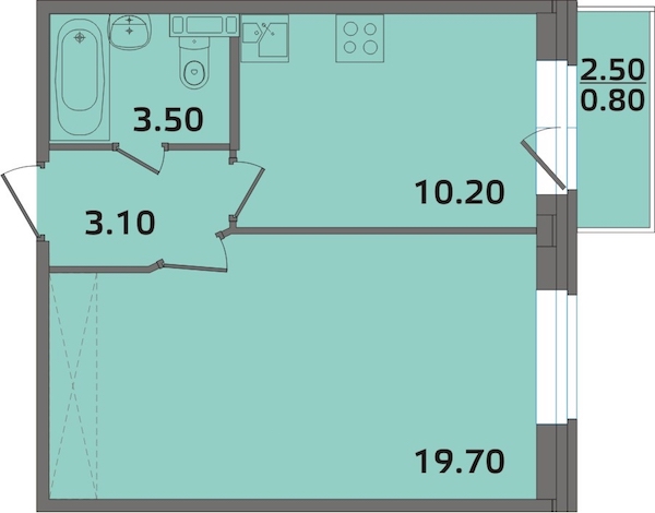 1-комнатная, 37 м² — ЖК ЖК ЭкспоГрад 2