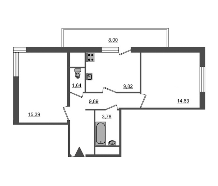 2-комнатная, 61 м² — ЖК Ап-квартал Московский (Up-квартал Московский)