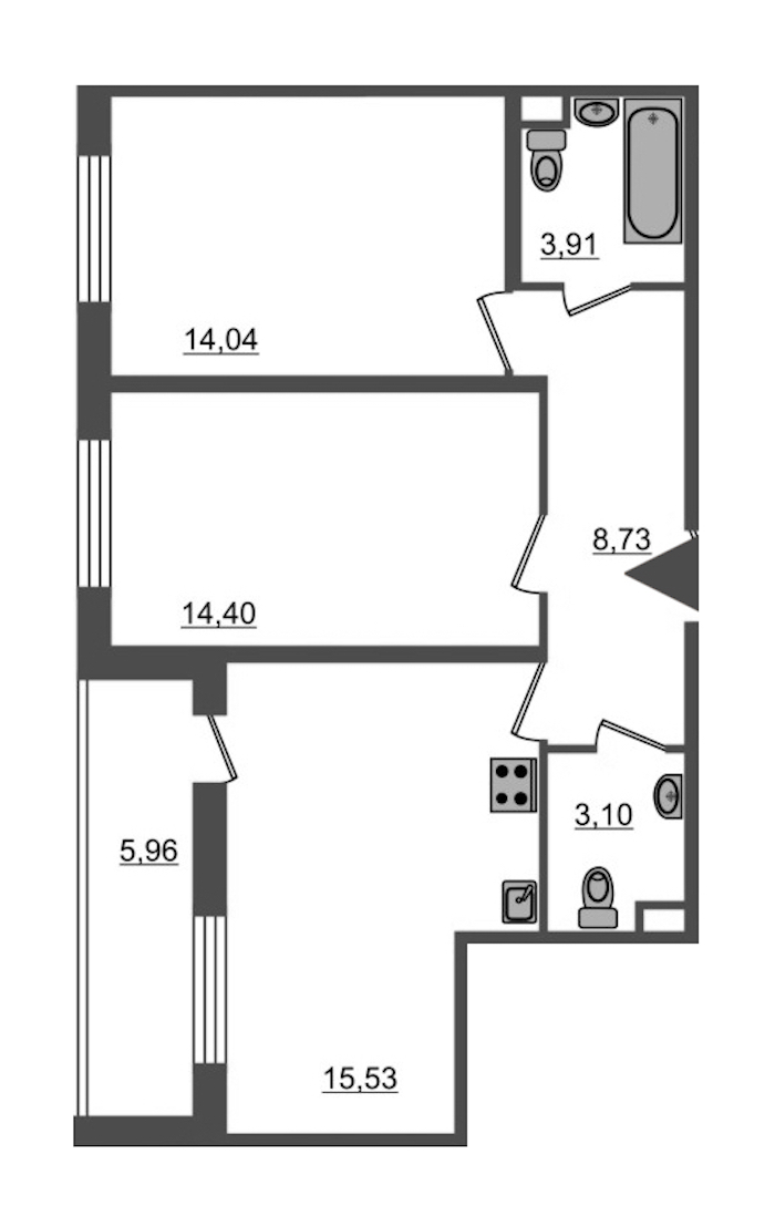 2-комнатная, 66 м² — ЖК Ап-квартал Московский (Up-квартал Московский)