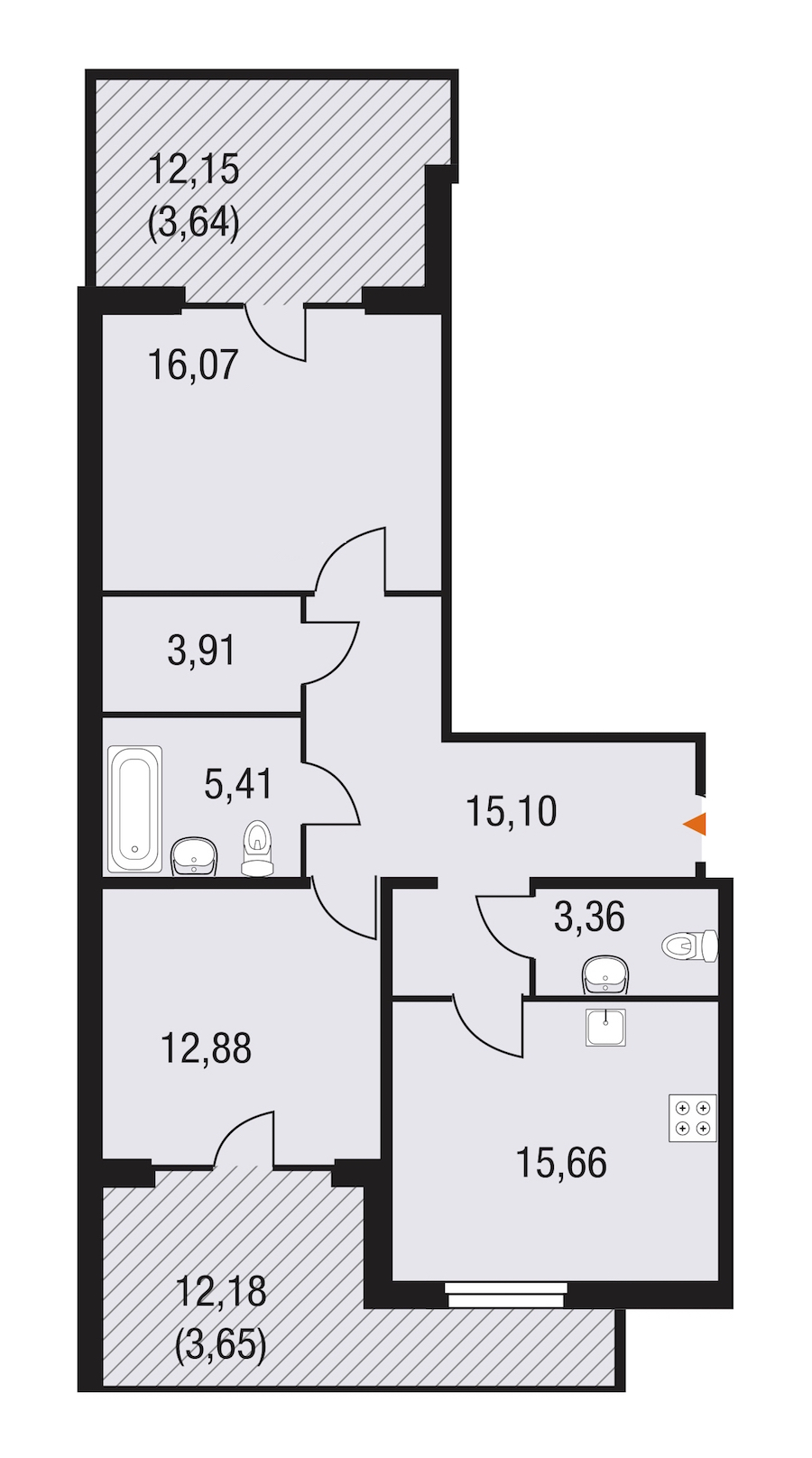 2-комнатная, 80 м² — ЖК ЖК Горки Парк
