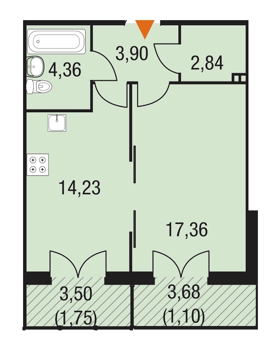 1-комнатная, 45 м² — ЖК ЖК Горки Парк