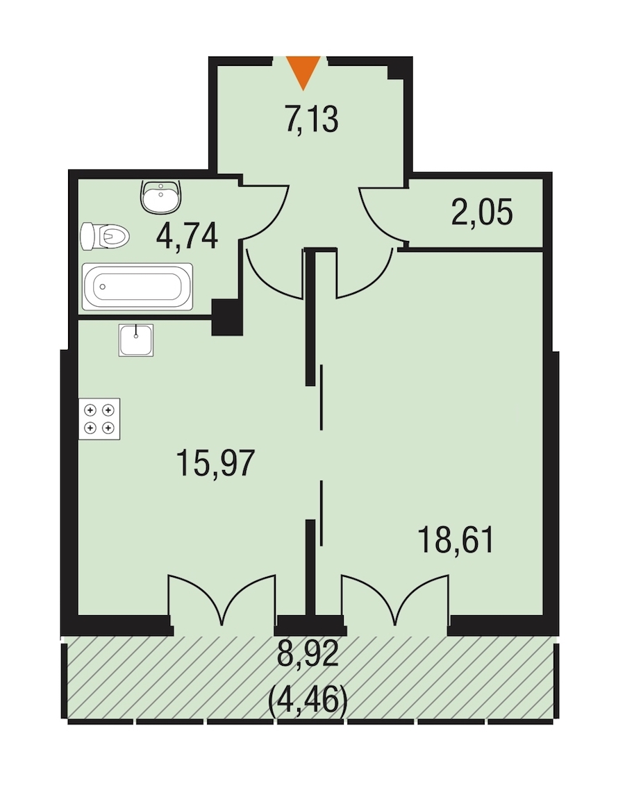 1-комнатная, 53 м² — ЖК ЖК Горки Парк