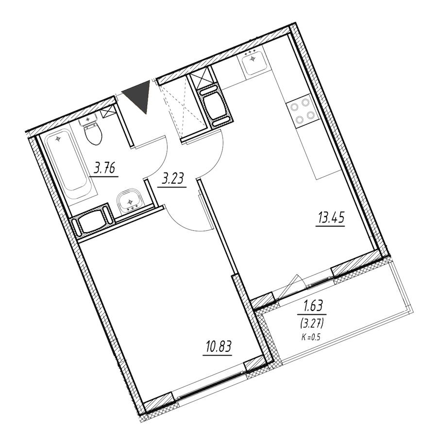 1-комнатная, 31 м² — ЖК ЖК ПаркЛэнд