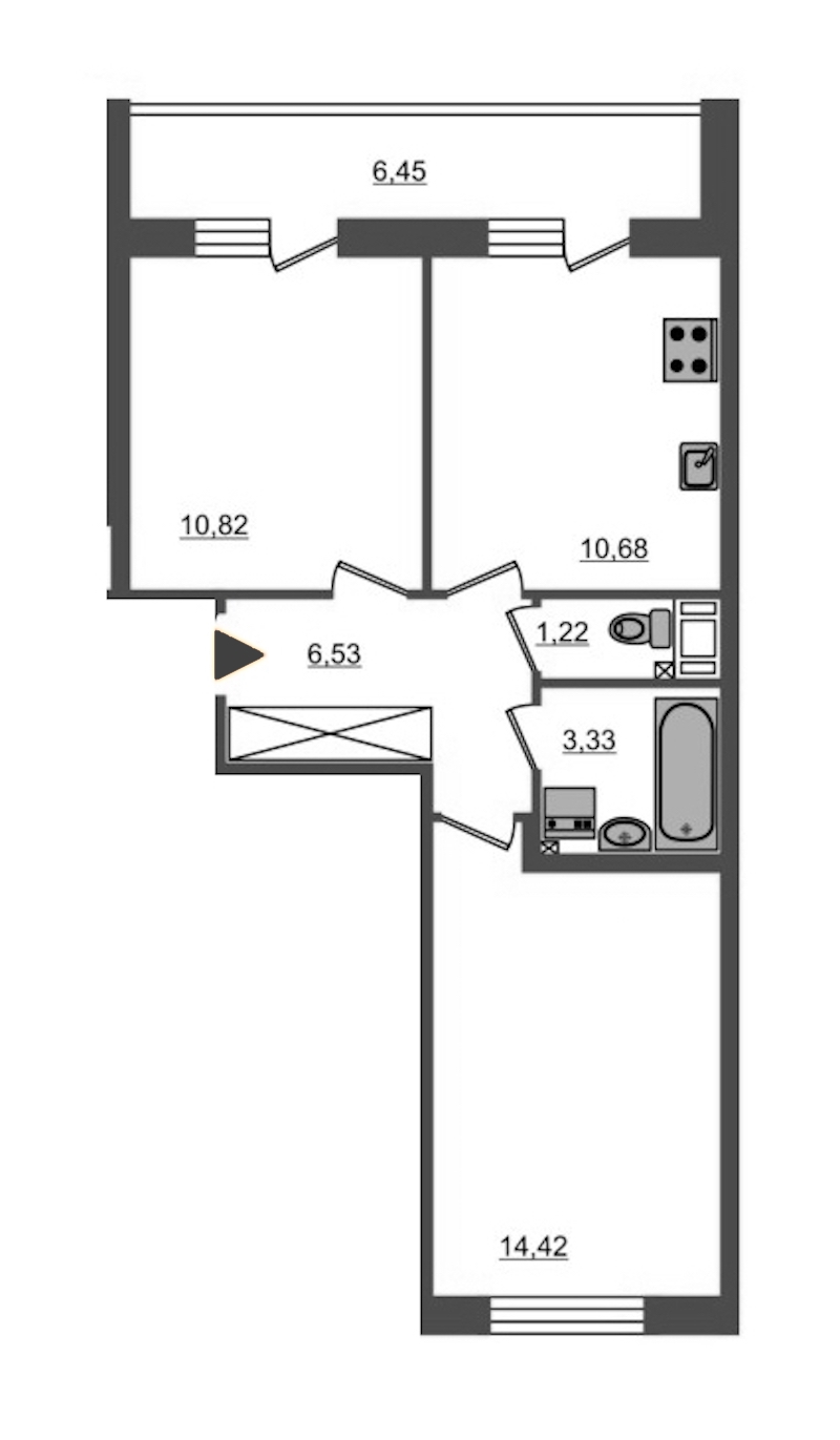 2-комнатная, 47 м² — ЖК ЖК ПаркЛэнд