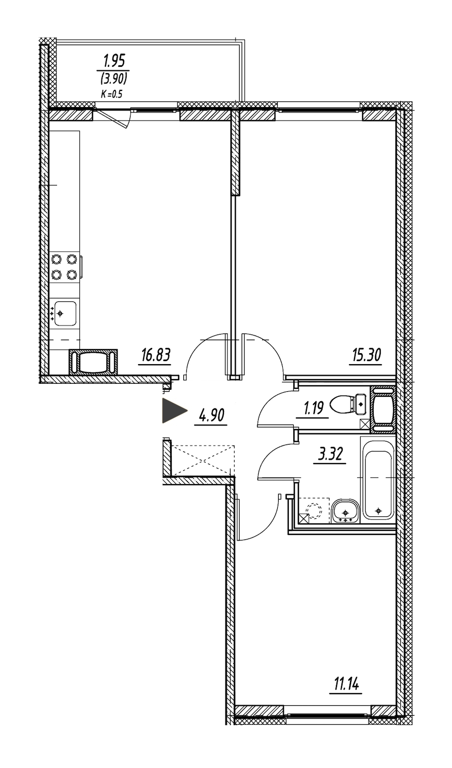 2-комнатная, 53 м² — ЖК ЖК ПаркЛэнд