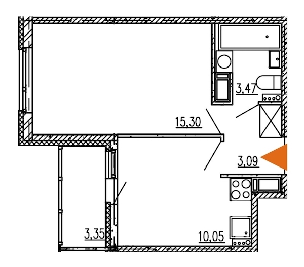 1-комнатная, 32 м² — ЖК ЖК Философия на Московской