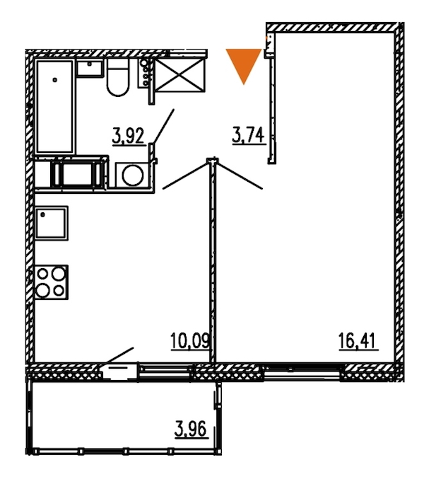 1-комнатная, 34 м² — ЖК ЖК Философия на Московской