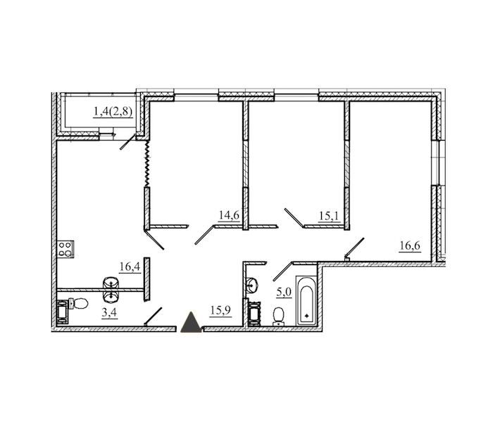 3-комнатная, 88 м² — ЖК ЖК Аист