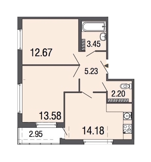 2-комнатная, 51 м² — ЖК ЖК ЭкоСити