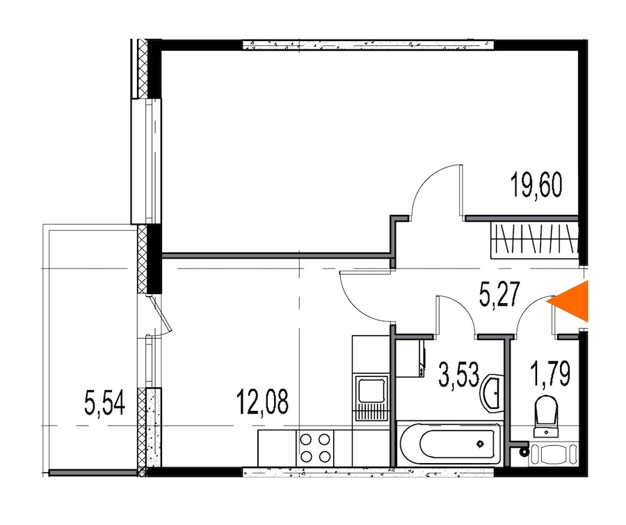 1-комнатная, 42 м² — ЖК ЖК Притяжение
