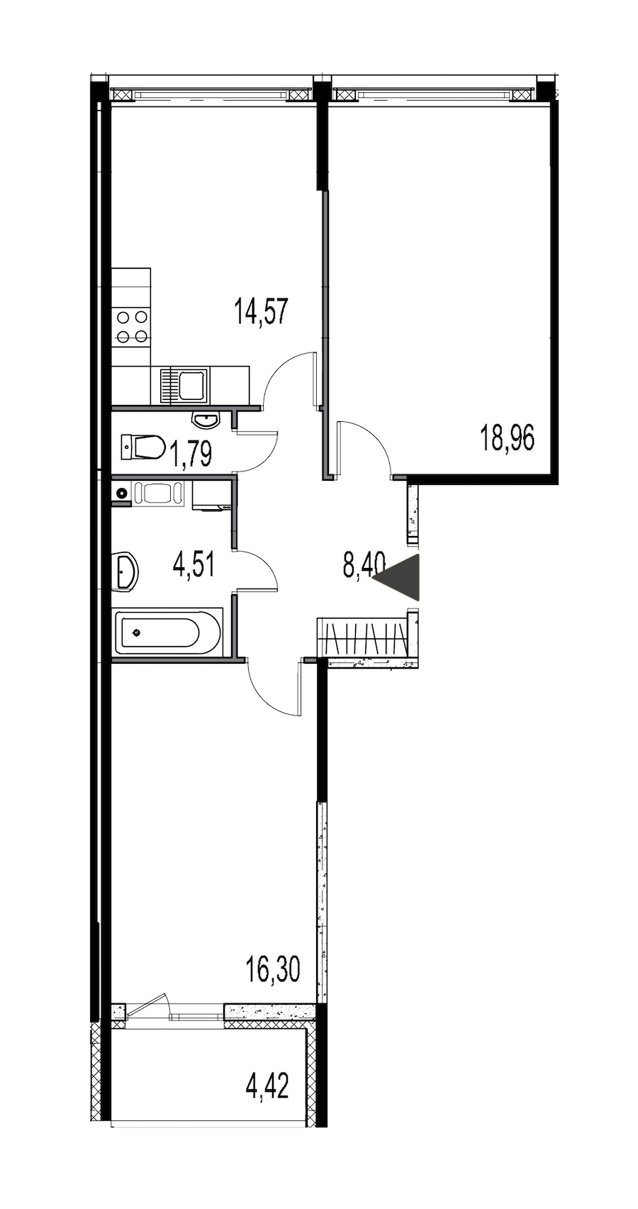 2-комнатная, 65 м² — ЖК ЖК Притяжение