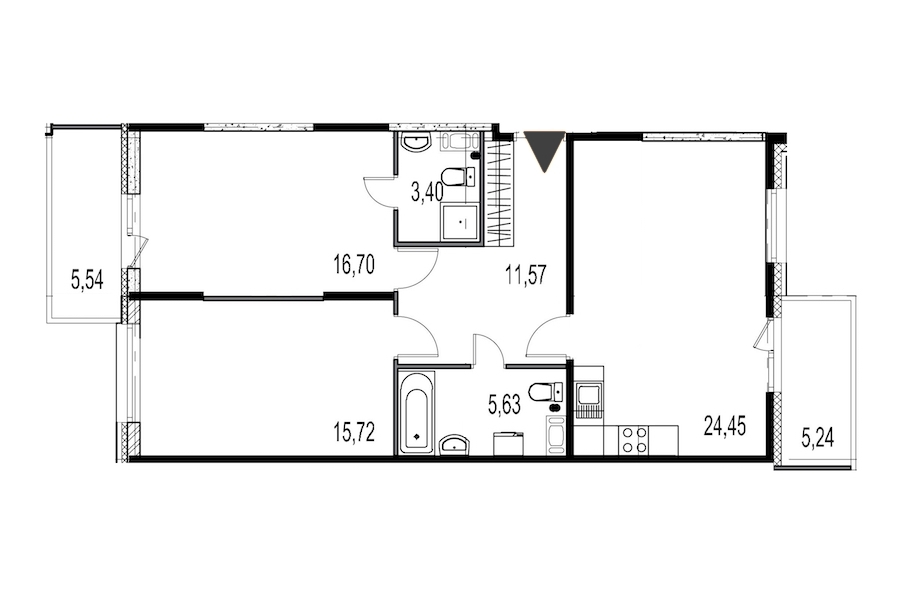 2-комнатная, 77 м² — ЖК ЖК Притяжение