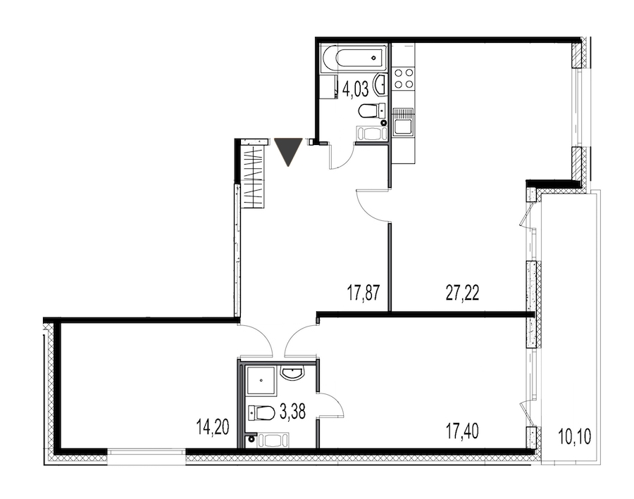 2-комнатная, 84 м² — ЖК ЖК Притяжение