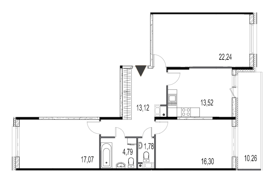 3-комнатная, 89 м² — ЖК ЖК Притяжение