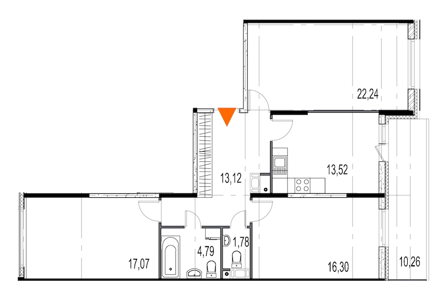 3-комнатная, 89 м² — ЖК ЖК Притяжение